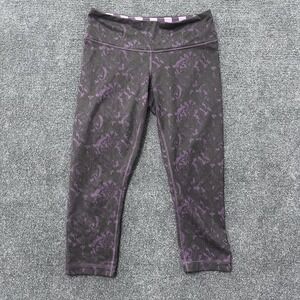 Lululemon Crop Leggings Womens Small Purple Black Baroque Stripe High Rise Yoga
